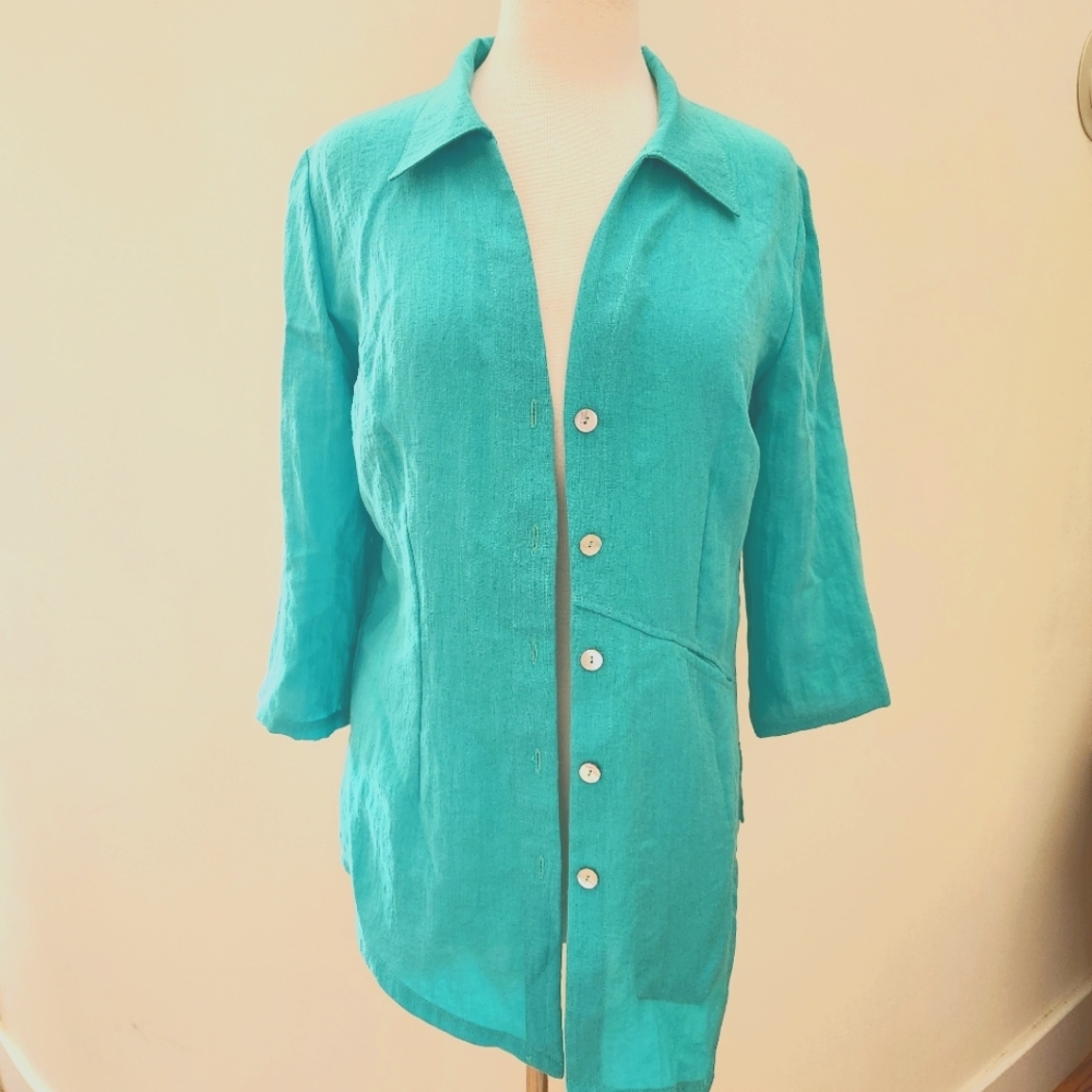 Fridaze Asymmetrical Linen Tunic Top Coverup